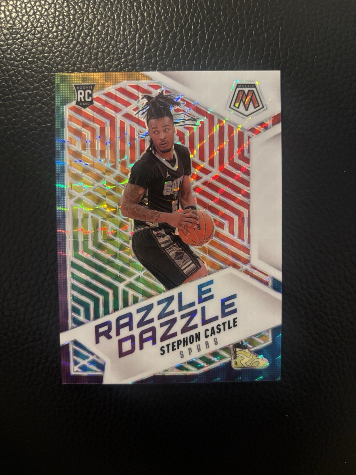 Stephon Castle 2024-25 Panini Mosaic Razzle Dazzle SP RC Spurs Rookie Insert