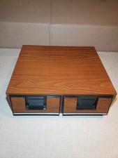VHS VCR Tape Storage Case 2 Drawers, Faux Wood Grain, Vintage Hold 24 Tapes