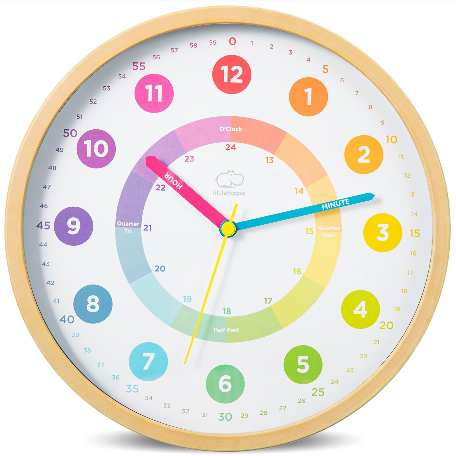 Learning Wall Clock for Kids for Classroom, Bedrooms, Nurser
