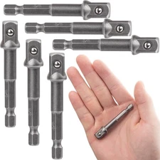 6PCS 3/8 Inch Impact Socket Adapter Bit Set, Square inch to 1/4 