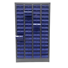 Parts Storage Cabinet 60 Drawer Hardware Organizer Without Door for Storing Blue