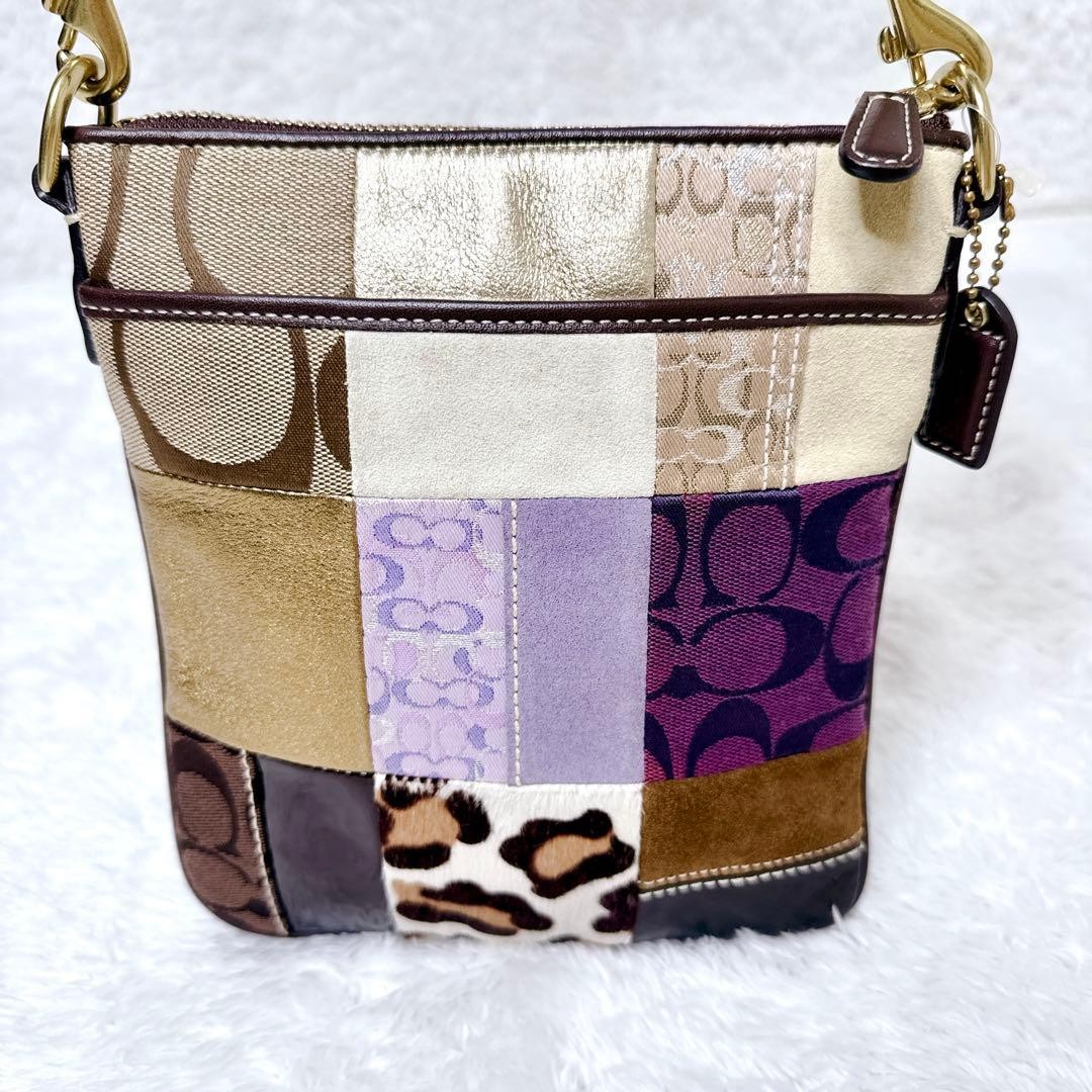 COACH Patchwork Leopard Purple Shoulder - image 10