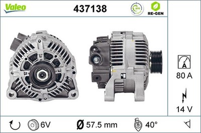 Lichtmaschine Generator Lima VALEO RE-GEN - AT 437138 +71.40  Pfand für 306 206