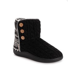 MUK LUKS Women s Cozy Slipper Booties Size 5/6 Black Nordic Sherpa Lined NWT