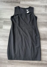 Ingenuity Black Sheath Dress Size 16 NWT Sleeveless Zip $140 LBD