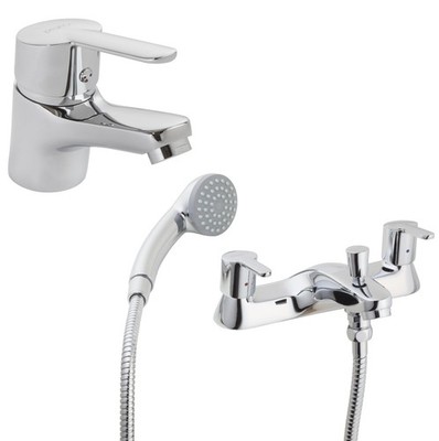 Clever Araya Mercia Waschtisch & Badewanne Dusche Mischbatterie Set Chrom