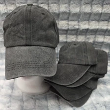 Heather Black Baseball Caps Set of 5 Adjustable 6 Panel Low Profile Hats Crafts