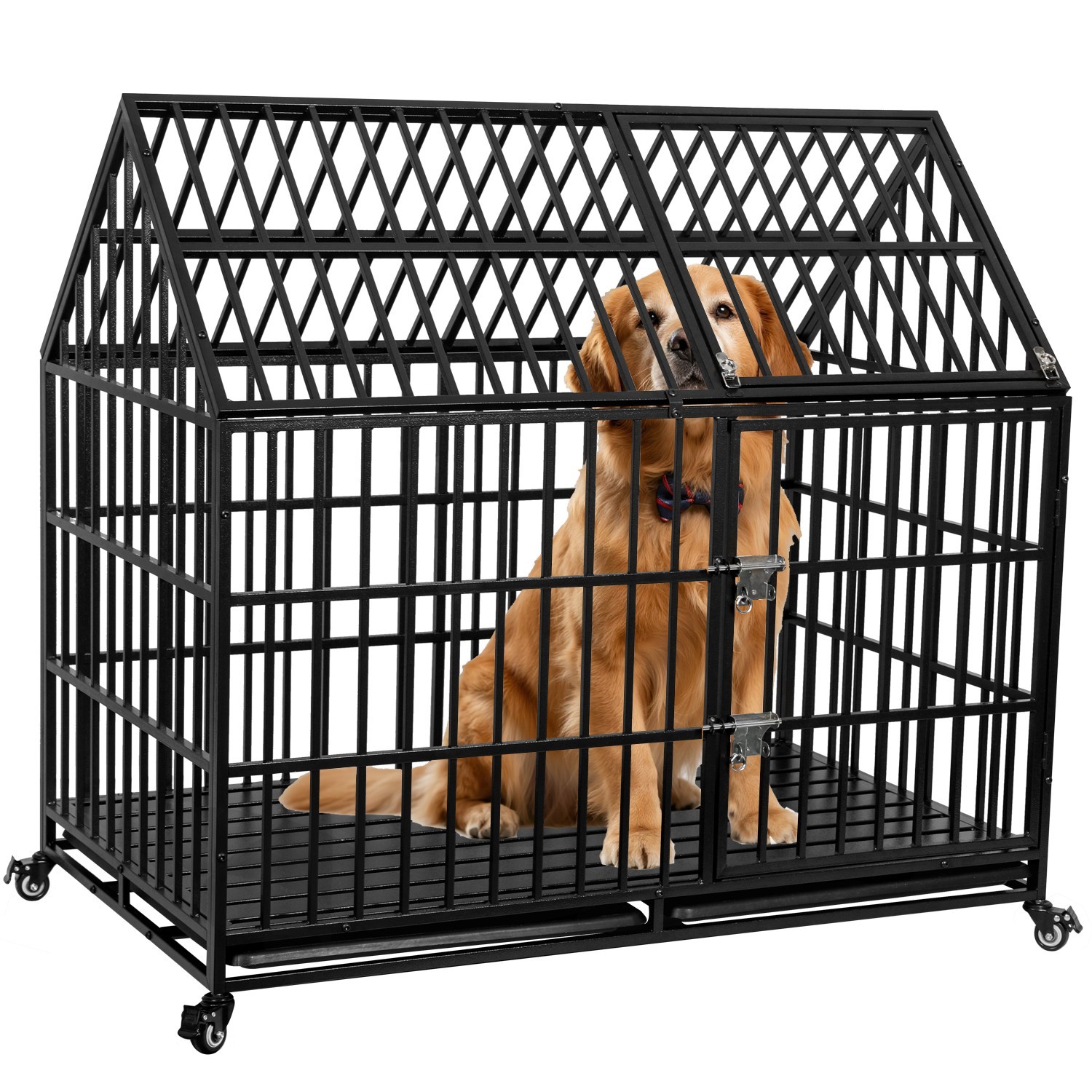 50'' Indestructible Heavy Duty Dog Crate Cage Kennel for Large Giant Dogs