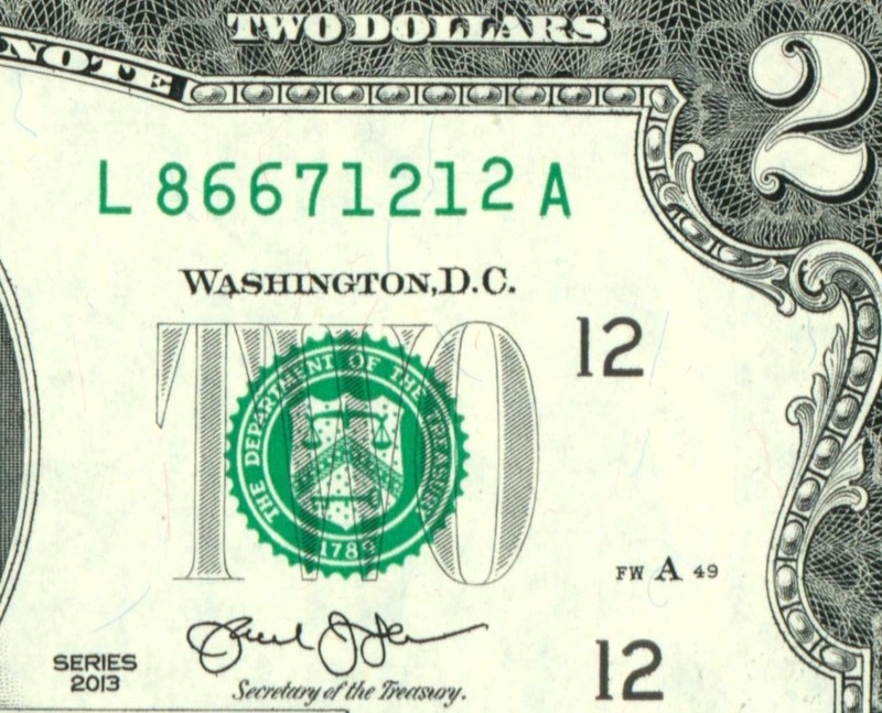 ((ERROR - GAS PUMP DIGIT)) $2 2013 (CHOICE CU) Federal Reserve (2nd of 2 consec)