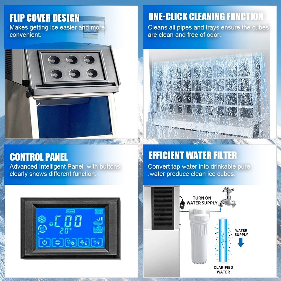 Máquina de cubitos de hielo divididos comercial 500 lb/24 H 440 lb almacenamiento 220 V Foto 3 de 4