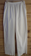 Alfred Dunner Pants Women's White Straight Leg Elastic Waist Pull On Size 12P