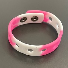 Pink  White Silicone Wristbands Shoe Charms Sport Bracelets - 7" 18cm Kids