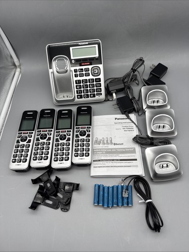Panasonic KX-TG994SK DECT 6.0 Bluetooth 4-Handset Cordless Phone Bundle