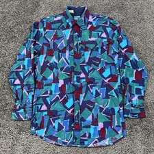Vintage Roper Western Button Up Shirt Medium Geometric Abstract Print