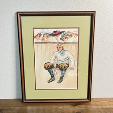 1912 Edwardian Polo Rider Watercolor Signed Duncan Equestrian Illustration Frame
