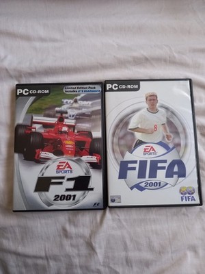 FIFA 2001 PC CD/Rom Disc mit Handbuchanleitungen und für das Videospiel auf dem Desktop