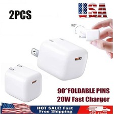 2x PD 20W Plug USB-C Fast Charger Adapter for iPhone 13 14 15 16 Pro Max Samsung