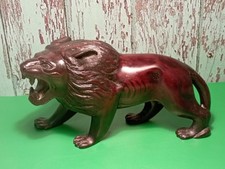 Hand Carved African Lion Highly Detailed Ornament Ironwood Wooden Vintage Large