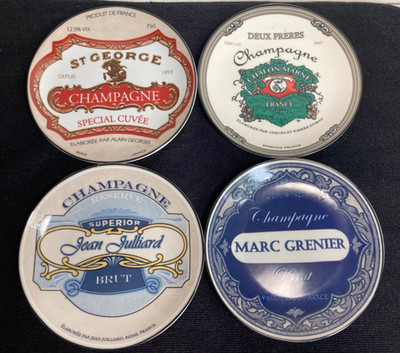 BIA Cordon Bleu Appetizer Plates CHAMPAGNE BRANDS 6-3/4'' SET of 4