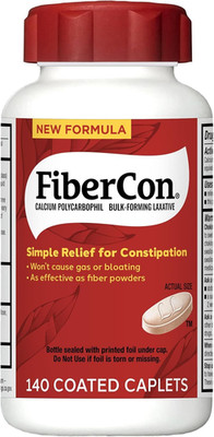 FiberCon Fiber Therapy Coated Caplets, Safe, Simple & 140 Count (Pack of 1)