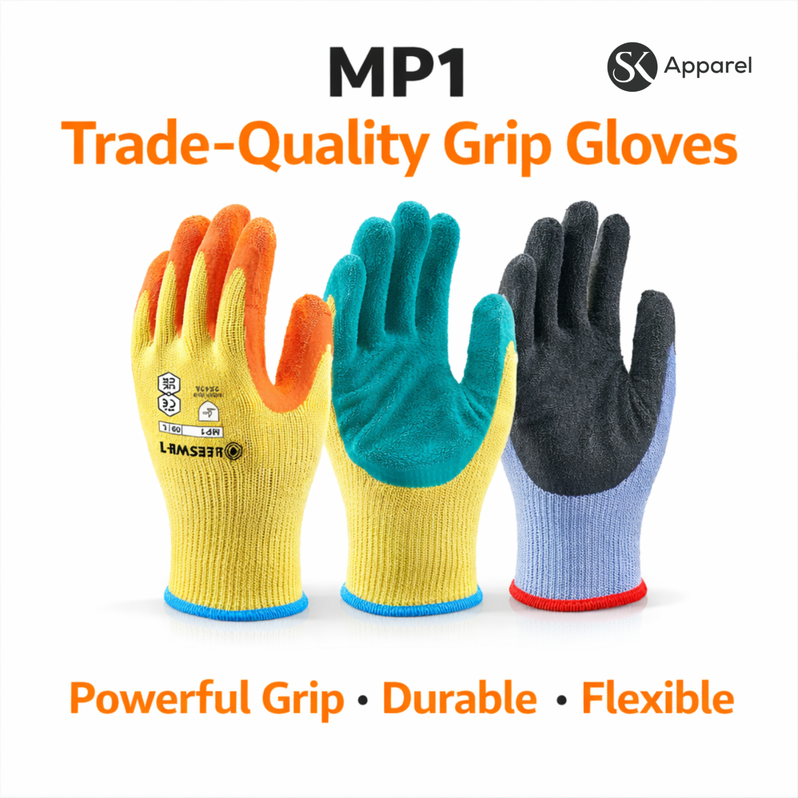 Beeswift MP1 Builders Handschuhe – Latex-Grip, Gr Produktbild-Vorschau 3