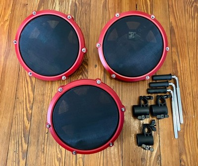 3 Red Alesis 8  Tom Mesh Drum Pads NEW (1 Zone) Nitro Max SE w/Clamps (1 1/8'')