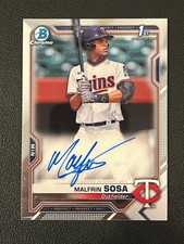 Malfrin Sosa 2021 Bowman Chrome 1st Auto Twins 