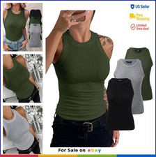 Womens Tank Tops 3 Pack Sleeveless Ribbed Racerback Cami Blouses Breathable