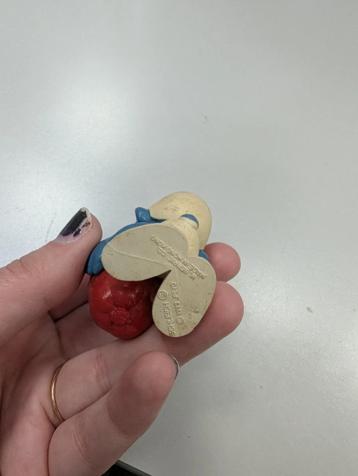 1983 Pitufos #1 Maestro Rojo Manzana Pitufo Raro Figura De Colección PVC Juguete 20160 Foto 4 de 4