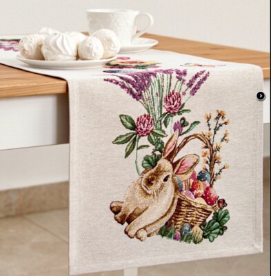 Tischläufer Ostern Gobelin 35x97 cm Osterdecke Tischdecke Osterdeko R