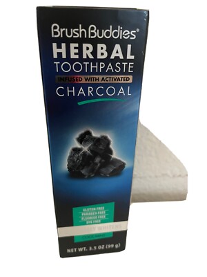 Brush Buddies Herbal Toothpaste Cool Mint Activated Charcoal  Fluoride 