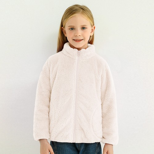 Kids Children Boys Girls Sherpa Fleece Coats Long Sleeve Full Zip Winter Jacket - Picture 19 of 20