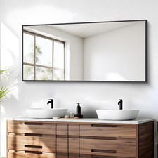 Black 24x48 Inch Wall Mounted Bathroom Mirror - Versatile Rectangle Design