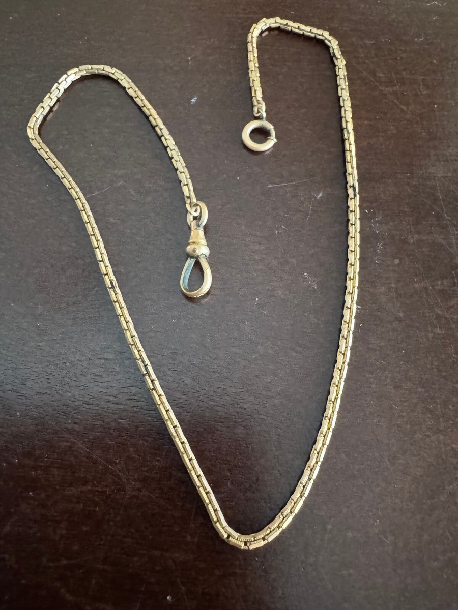 VINTAGE 14.5 INCH SIMMONS POCKET WATCH CHAIN YELLOW GOLD FILLED | eBay