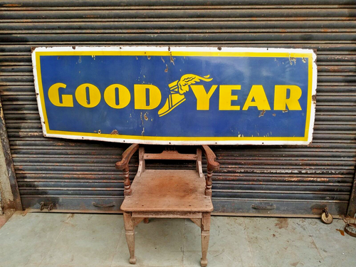 1920'S VINTAGE ORIGINAL PORCELAIN ENAMEL SIGN GOODYEAR TYRE GARAGE SIGN 6 FEET - Picture 2 of 14