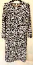 WOMENS LOFT BLACK BROWN WHITE ANIMAL PRINT LONG SLEEVE SWEATER DRESS SIZE S NWT!