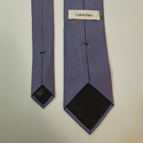 Calvin Klein Herren 100% Seide Krawatte Krawatte 57x3,25 Lila Weiß Polkadot Neuwertig - Bild 3 von 5
