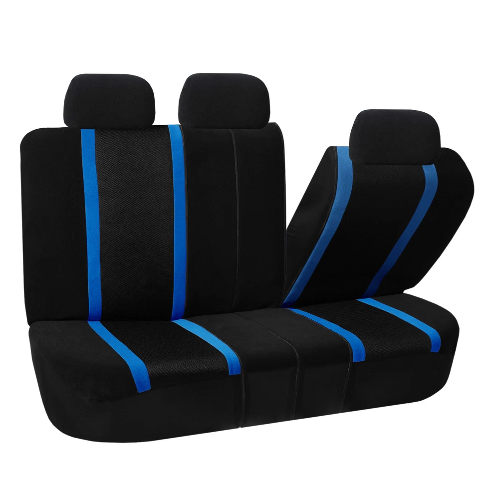 Juego completo de funda de asiento de coche para auto con cubierta de volante/almohadillas de cinturón/2 cabezales azul Foto 3 de 4