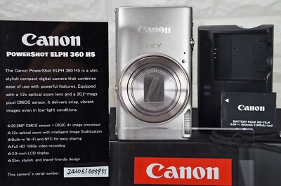 Canon PowerShot ELPH 360 HS (IXY 650) Silver 20.2MP [Top Mint] WiFi Vlogging