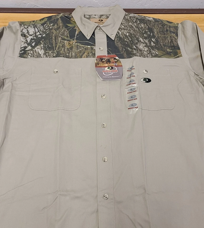 Mossy Oak Men’s LS Ridgeline Shirt Camo Khaki Hunting Button Up Shirt Men’s XL - Image 3 of 4