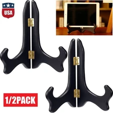 2Pcs Easel Plate Holder Wooden Display Stand Bowl Dish Rack Book Pedestal Decor