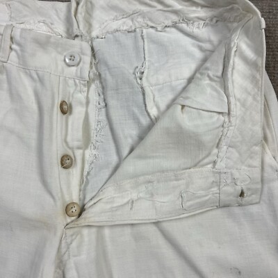 Vintage Early 1900s Linen Workwear Buckle Back Pants Mens 30x31