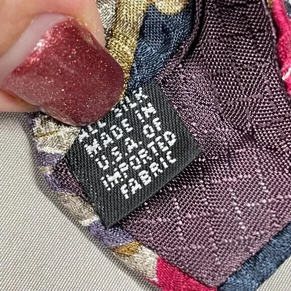 Gravata Christian Dior Monsieur masculina azul roxo rosa floral seda designer vintage - Imagem 4 de 4