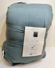 Casaluna Heavyweight Linen Blend Comforter  Sham Set Full/Queen, Dark Teal Blue