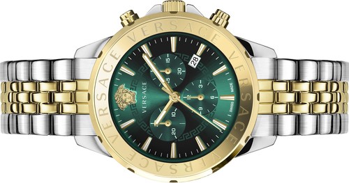 Versace VEV602023 Signature Chronograph grün gold silber Stahl Herren Uhr NEU - Bild 3 von 8