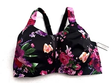 Victorias Secret Nwt Knockout Front Close Black Floral Sport Sports Bra