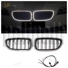 LED Mesh Grill double slats glossy black Center For BMW 5 Series F10 2011-2017