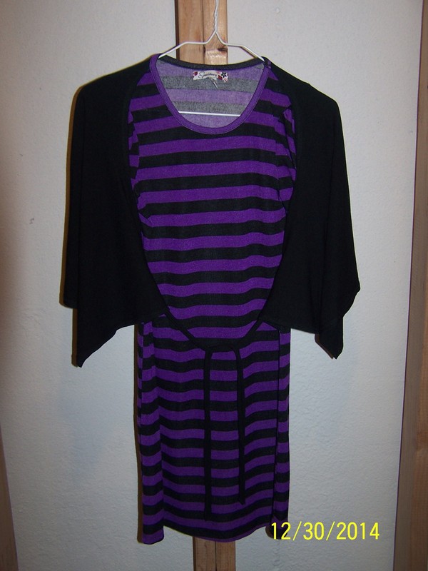 Speechless Girls Juniors Shrug Dress Black & Purple Striped Size 12