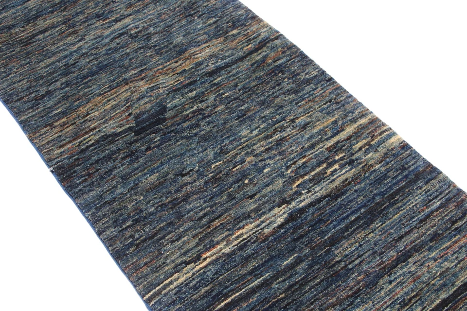 6 Ft Blue Striped Gabbeh Runner Rug Afghan Hand Knotted Hallway Runner Rug - Image 4 of 4