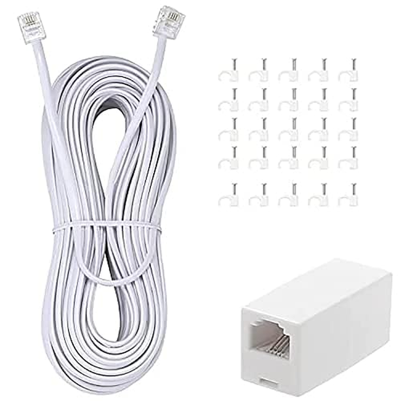 Long Telephone Extension Cord Phone Cable Line Wire, with Standard RJ11